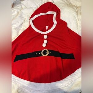 Holiday Time Red and White Festive Cape with Hood